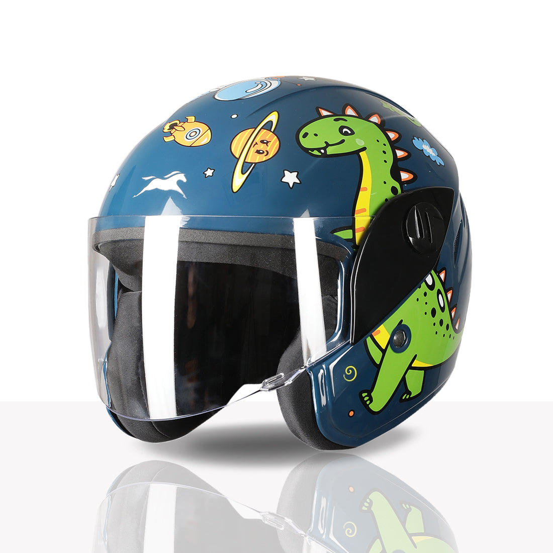 TVS Moto Jr. Kids Helmet |Fun Glow in the Dark Graphics | Lightweight ISI Certified ABS Shell| Removable Cheek Pads | Ideal Kids Bike Helmet for Cycle Scooter Daily Ride Comfort & Protection